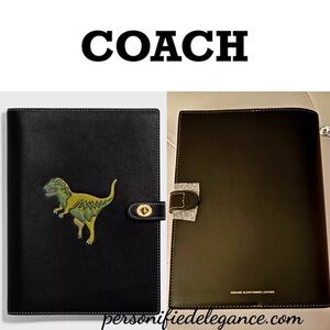 NEW Coach Smooth Leather Black Rexy Graphic Notebook Journal Planner